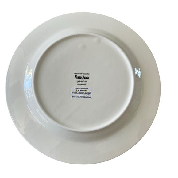 NEIMAN MARCUS Christmas Pine Dinner Plates 12.6in Green & White 4pc Boxed Set - Picture 15 of 16